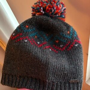 Pistil Knit Hat with Pom-Pom - Charcoal and Multicolor OS